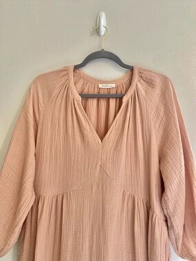 Neuflora Blush Pink Midi Dress - Relaxed Peasant Style